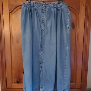 Ty Blue Button-Down Midi Skirt